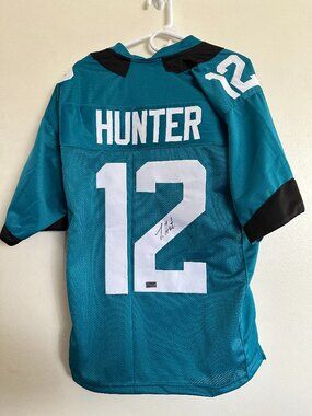 TRAVIS HUNTER SIGNED JACKSONVILLE JAGUARS AUTOGRAPHED CUSTOM JERSEY W/COA XL 941